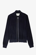 Larson Leather Jacket - Men's jacket in navy-blue suede.