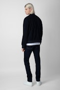 Larson Leather Jacket - Men's jacket in navy-blue suede.