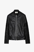 Lean Leather Jacket - Unisex anthracite leather biker jacket.