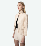 Blazer Verys in pelle froissé - Giacca in pelle froissé rosa chiaro - Donna