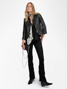 Verys Crinkled Leather Blazer - Fitted blazer without buttons in crinkled leather.