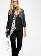 Verys Crinkled Leather Blazer - Fitted blazer without buttons in crinkled leather.