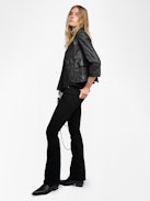 Verys Crinkled Leather Blazer - Fitted blazer without buttons in crinkled leather.