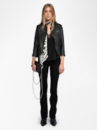 Verys Crinkled Leather Blazer - Fitted blazer without buttons in crinkled leather.