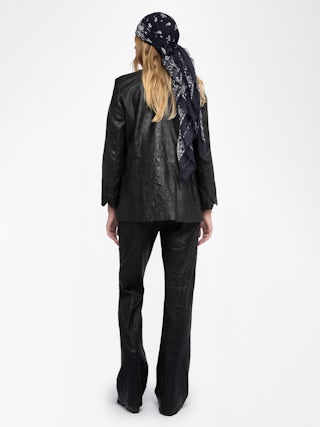 Visco Crinkled Leather Jacket - Women's black crinkled-effect leather jacket.
