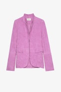 Verys Creased Suede Blazer - Women’s pink creased suede jacket