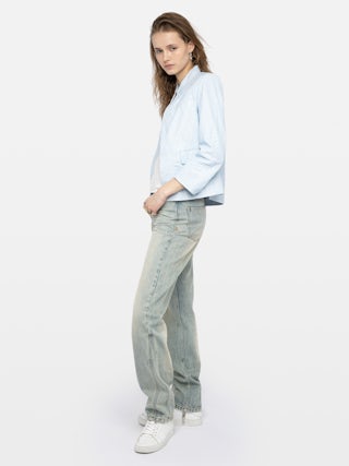 Veryn Crinkle Leather Blazer - Buttonless crinkle leather blazer.