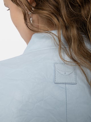 Veryn Crinkle Leather Blazer - Buttonless crinkle leather blazer.