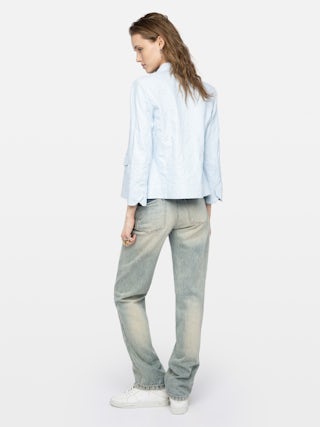 Veryn Crinkle Leather Blazer - Buttonless crinkle leather blazer.