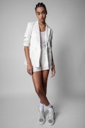 Shorts Pax Knitterleder - Shorts aus weißem Knitterleder für Damen