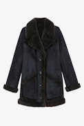 Abrigo Laury Shearling - Abrigo de piel shearling negra para mujer.