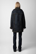 Abrigo Laury Shearling - Abrigo de piel shearling negra para mujer.