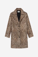 Monacoz Leopard-Print Leather Coat - Women's long brown leopard-print leather coat.