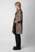 Monacoz Leopard-Print Leather Coat - Women's long brown leopard-print leather coat.