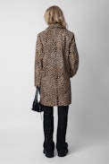 Monacoz Leopard-Print Leather Coat - Women's long brown leopard-print leather coat.