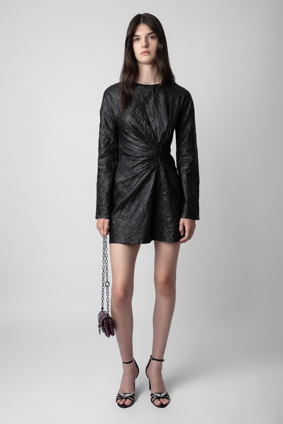 ZADIG&VOLTAIRE Rixina Crinkled Leather Dress,Black