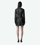 Rixina Crinkled Leather Dress - Women’s short black crinkled knot-effect leather dress.
