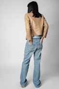 Liam Leather Jacket - Women’s cognac leather jacket with buttons