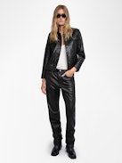 Liam Leather Jacket - Fitted buttoned jacket with embossed wings in smooth leather.