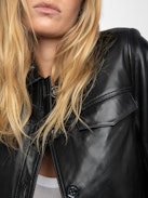 Liam Leather Jacket - Fitted buttoned jacket with embossed wings in smooth leather.