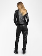 Liam Leather Jacket - Fitted buttoned jacket with embossed wings in smooth leather.