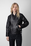 Liliam Leather Jacket - Women’s black leather biker jacket.