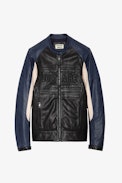 Late Biker Leather Jacket - Unisex’s contrasting black leather jacket with Voltaire signature.