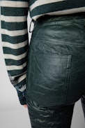 Phlame Crinkled Leather Trousers - Women’s green creased leather trousers