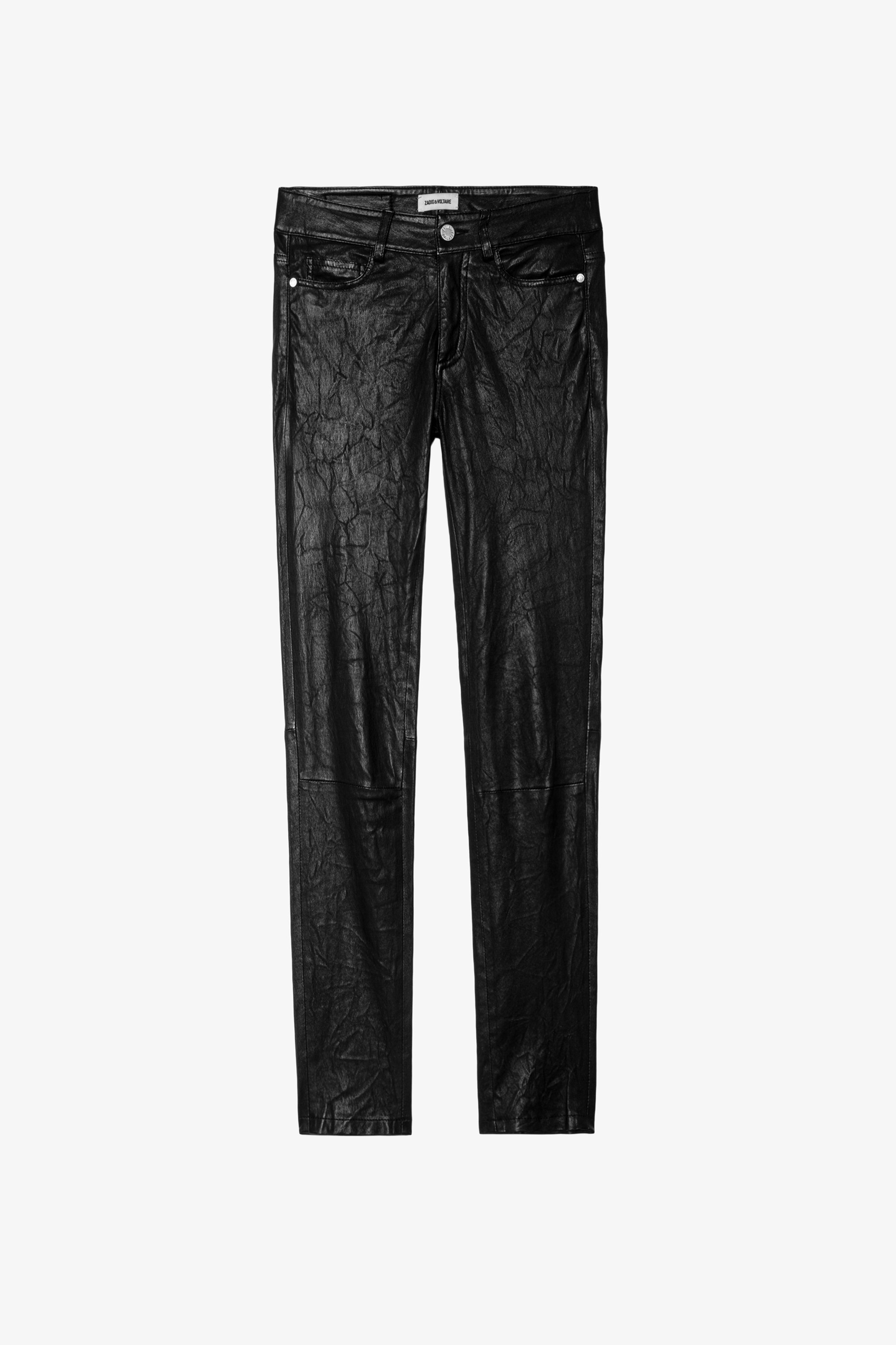 Phlame Crinkle Leather Pants - Women's black leather pants