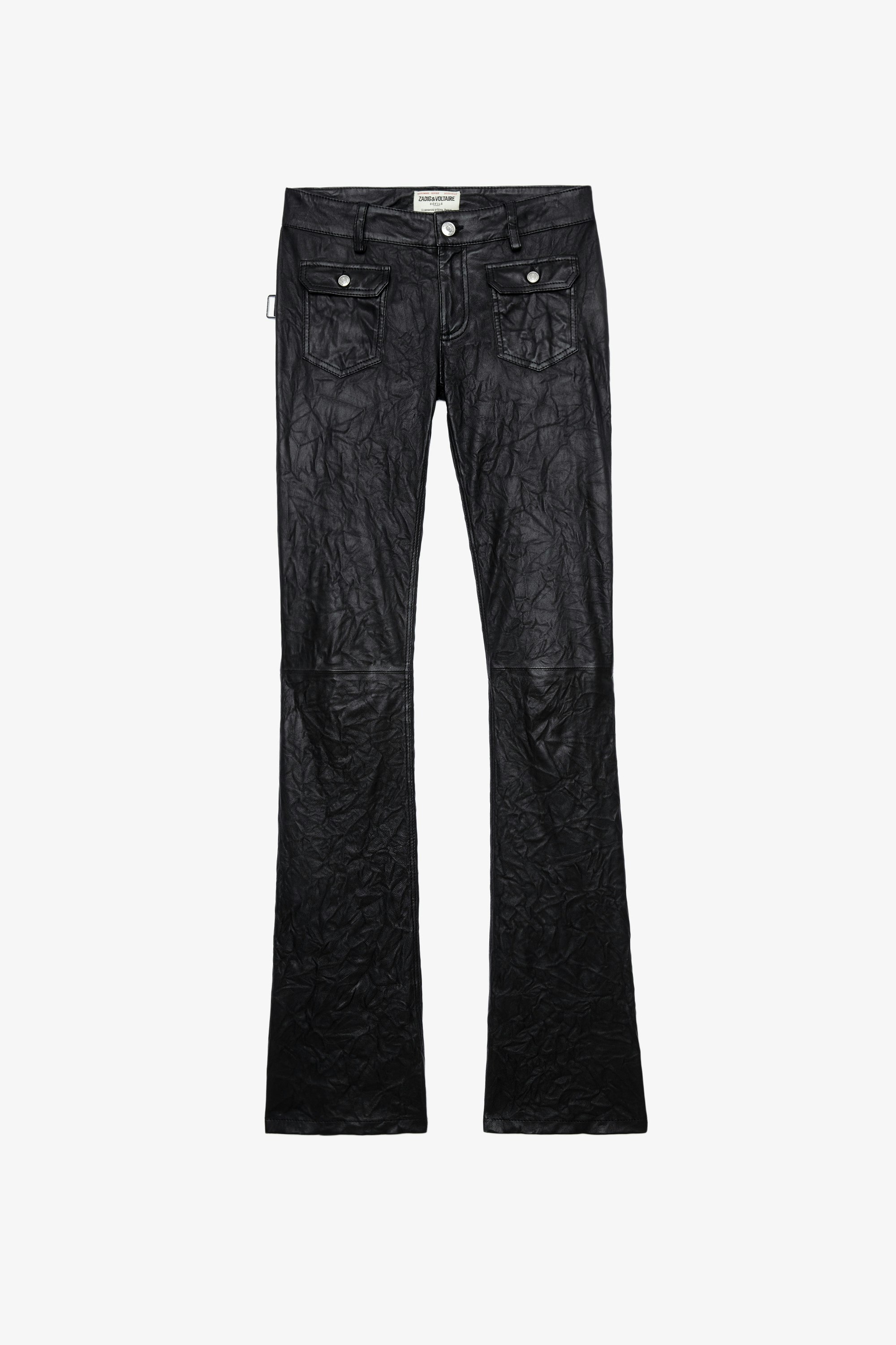 Hippie Creased Leather Trousers - Women's black creased leather trousers