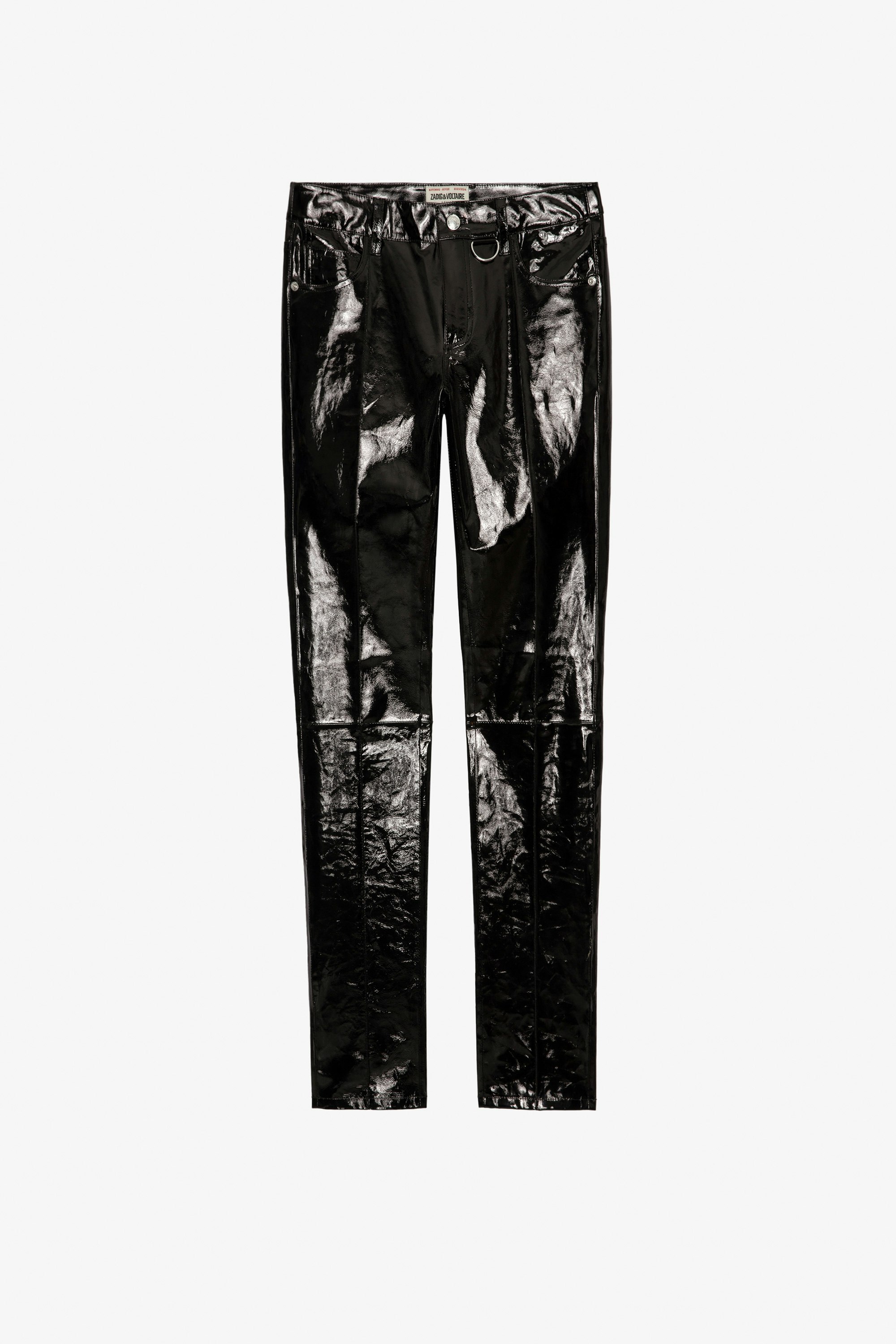 Peko Vinyl Trousers Women’s black vinyl leather trousers.