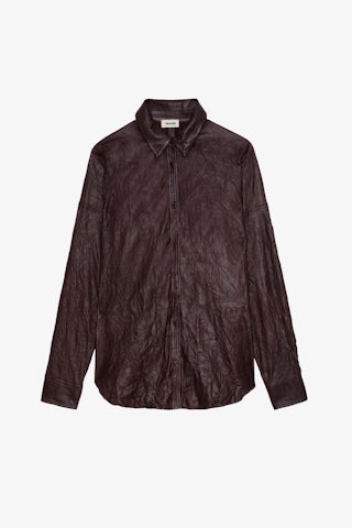 Chemise Tamara Cuir Froissé - Chemise en cuir froissé marron.