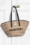 ZV Initiale Le Beach Bag basket - Woven wicker and black leather basket