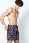 Polhena Swim Shorts - Men's printed navy blue swim shorts.