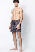 Polhena Swim Shorts - Men's printed navy blue swim shorts.
