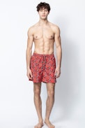 Badeshorts Polhena - Bedruckte Badeshorts in Rot für Herren.