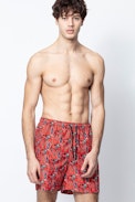 Badeshorts Polhena - Bedruckte Badeshorts in Rot für Herren.