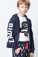 KIDS’ HANK SWEATSHIRT - Boys’ blue hooded sweatshirt.