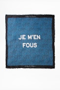 Foulard Delta Je M'en Fous - Foulard bleu femme à message