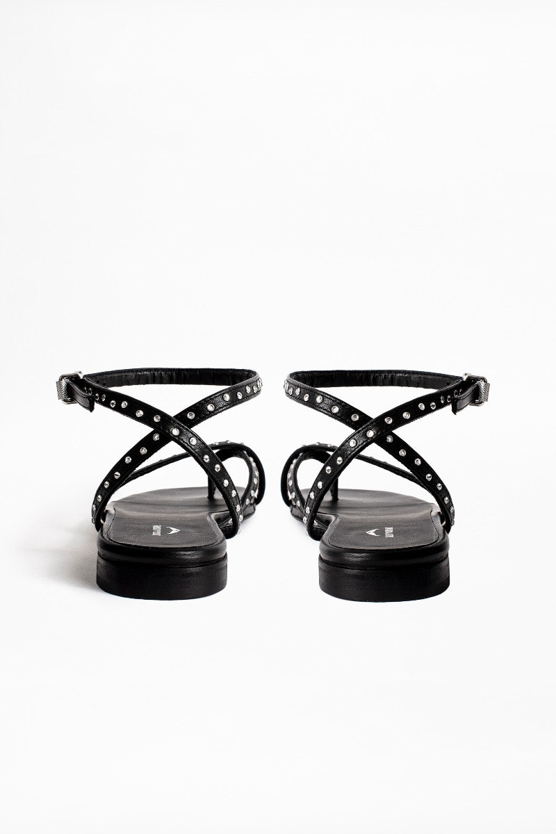 sandales noires strass