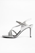Marilyn Metallic Sandals - Women’s sandals with silver-tone heels.
