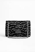 Bolso Ziggy Velvet Bowie - Bolso negro acolchado de terciopelo para mujer