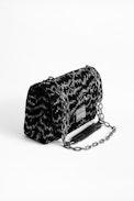 Bolso Ziggy Velvet Bowie - Bolso negro acolchado de terciopelo para mujer