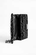 Bolso Ziggy Velvet Bowie - Bolso negro acolchado de terciopelo para mujer