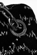 Bolso Ziggy Velvet Bowie - Bolso negro acolchado de terciopelo para mujer