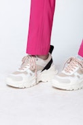 Future Sneakers - Women's white leather and suede sneakers.
