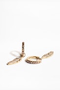 Feather Strass Earrings - Women's earrings.