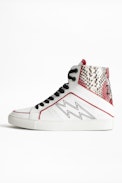ZV1747 High Flash Wild Sneakers - White leather high-top sneakers.