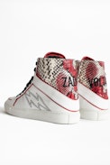 ZV1747 High Flash Wild Sneakers - White leather high-top sneakers.