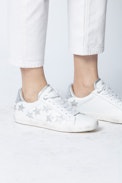 Sneakers ZV1747 Stars Metalic - Baskets blanches femme en cuir agrémentées de strass